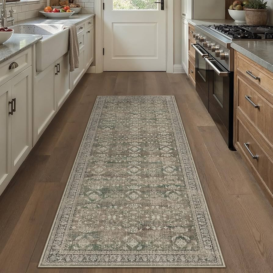 2x6 Brown Area Rug Runners for Hallways Washable Vintage Distressed Carpet Low Pile Non Slip Indo... | Amazon (US)