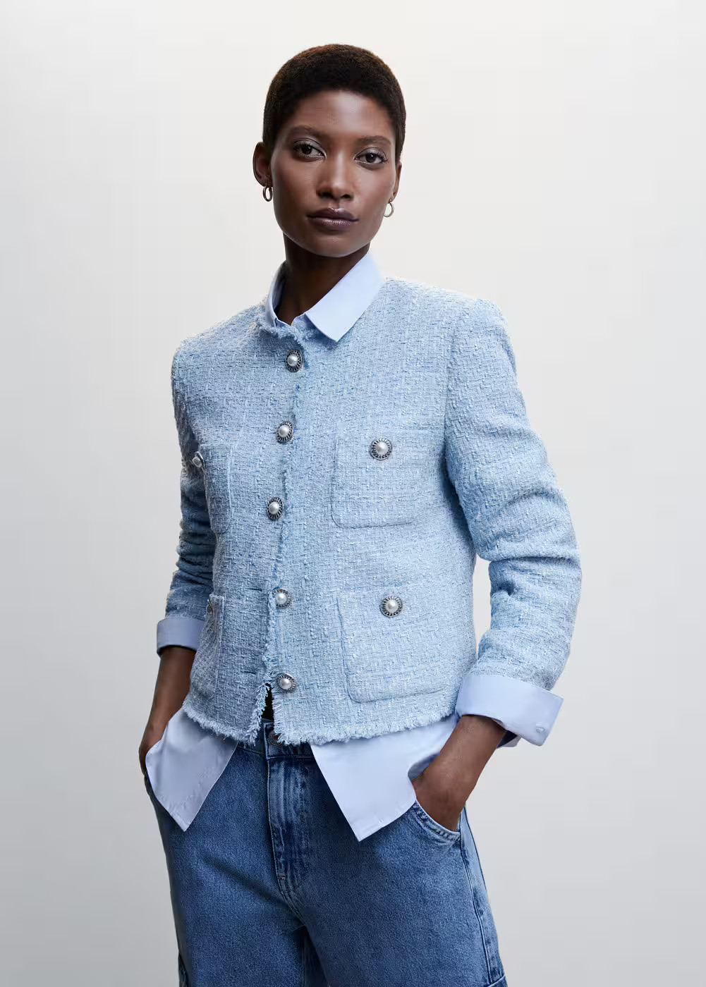 Pocket tweed jacket | MANGO (UK)