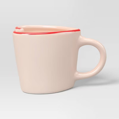 15.5 fl oz Stoneware Heart Figural Mug Pink with Red Rim - Threshold™ | Target