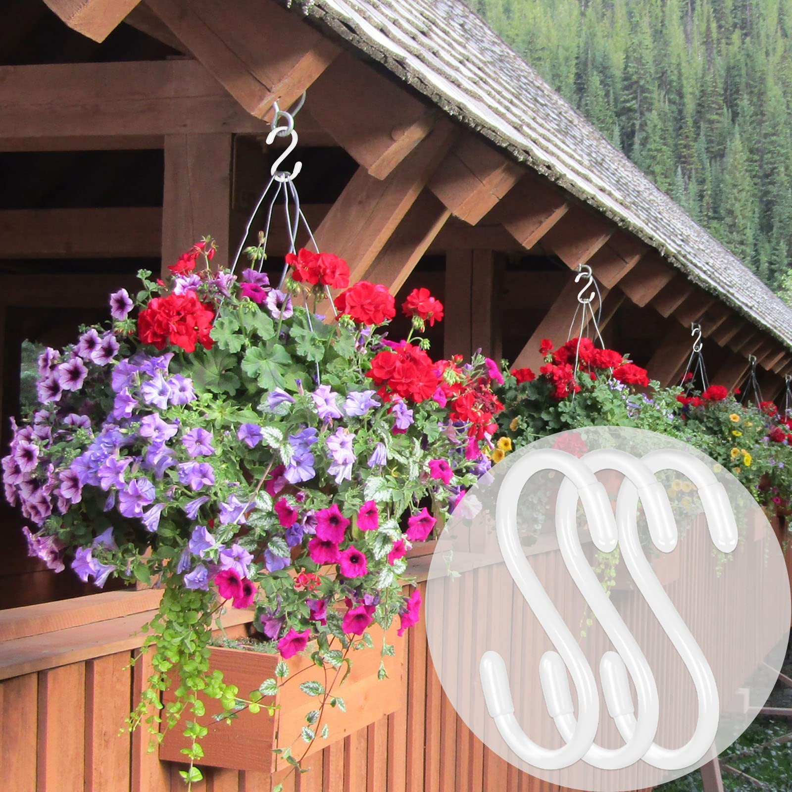 White S Hooks, 3 Inch Vinyl Coated S Hook for Hanging Plants,10 Pack Non Slip Heavy Duty Small Ru... | Amazon (US)