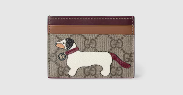 Bi-color GG card case with dog detail | Gucci (US)