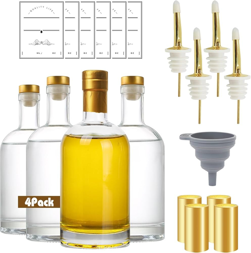 Olive Oil Dispenser Bottle for Kitchen,12oz Clear Glass Oil and Vinegar Dispenser Set,Coffee Syru... | Amazon (US)