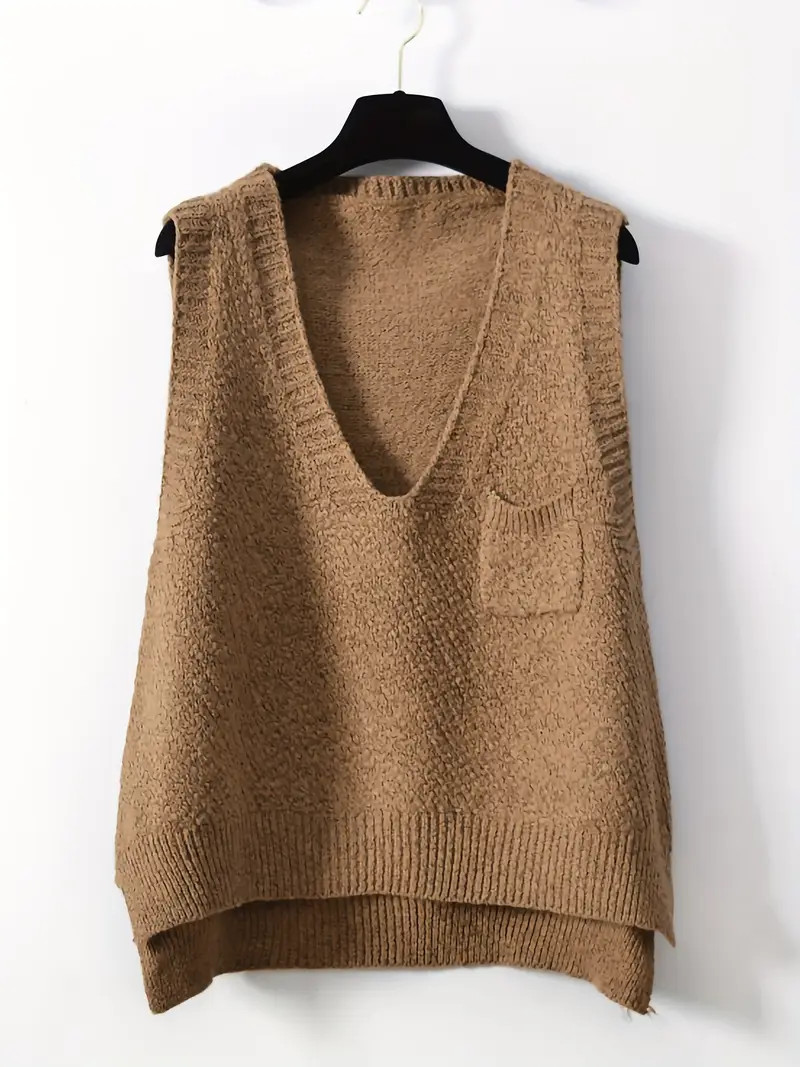 Solid V-neck Sweater Vest, Casual Sweater Vest For Fall & Winter, Women's Clothing | Temu Affiliate Program