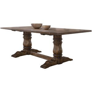 ACME Leventis Trestle Dining Table in Weathered Oak | Homesquare