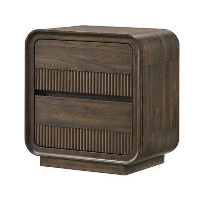 Wooden Nightstand With Two Drawers, Warm Wood Finish, Rounded Edges, Bedroom Furniture | Gift Idea | Wayfair North America