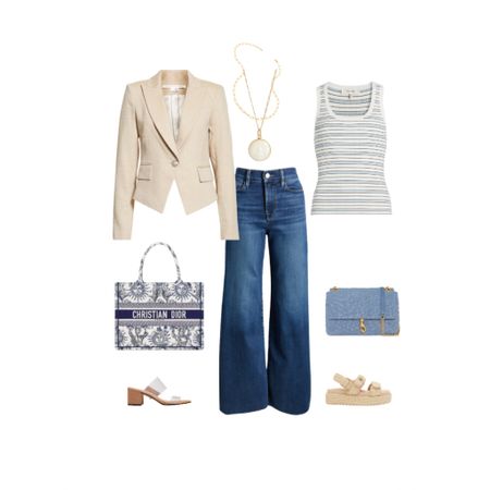 Spring outfit using tan, white and blue! 

#LTKOver40 #LTKStyleTip #LTKFindsUnder100