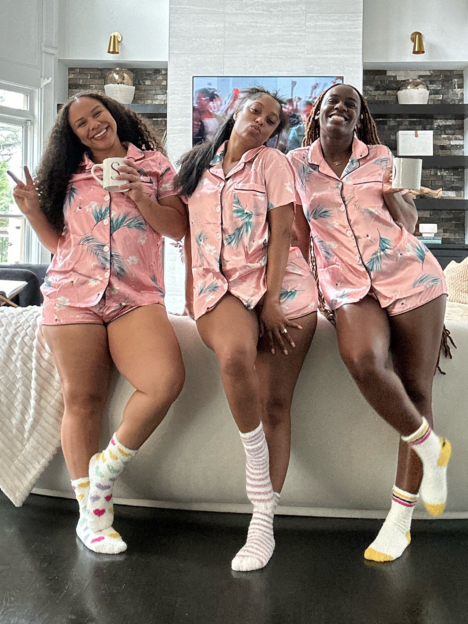 Girls night pajamas! I am wearing a large. 🫶🏽 #Amazon #SilkPajamas #GirlsNight