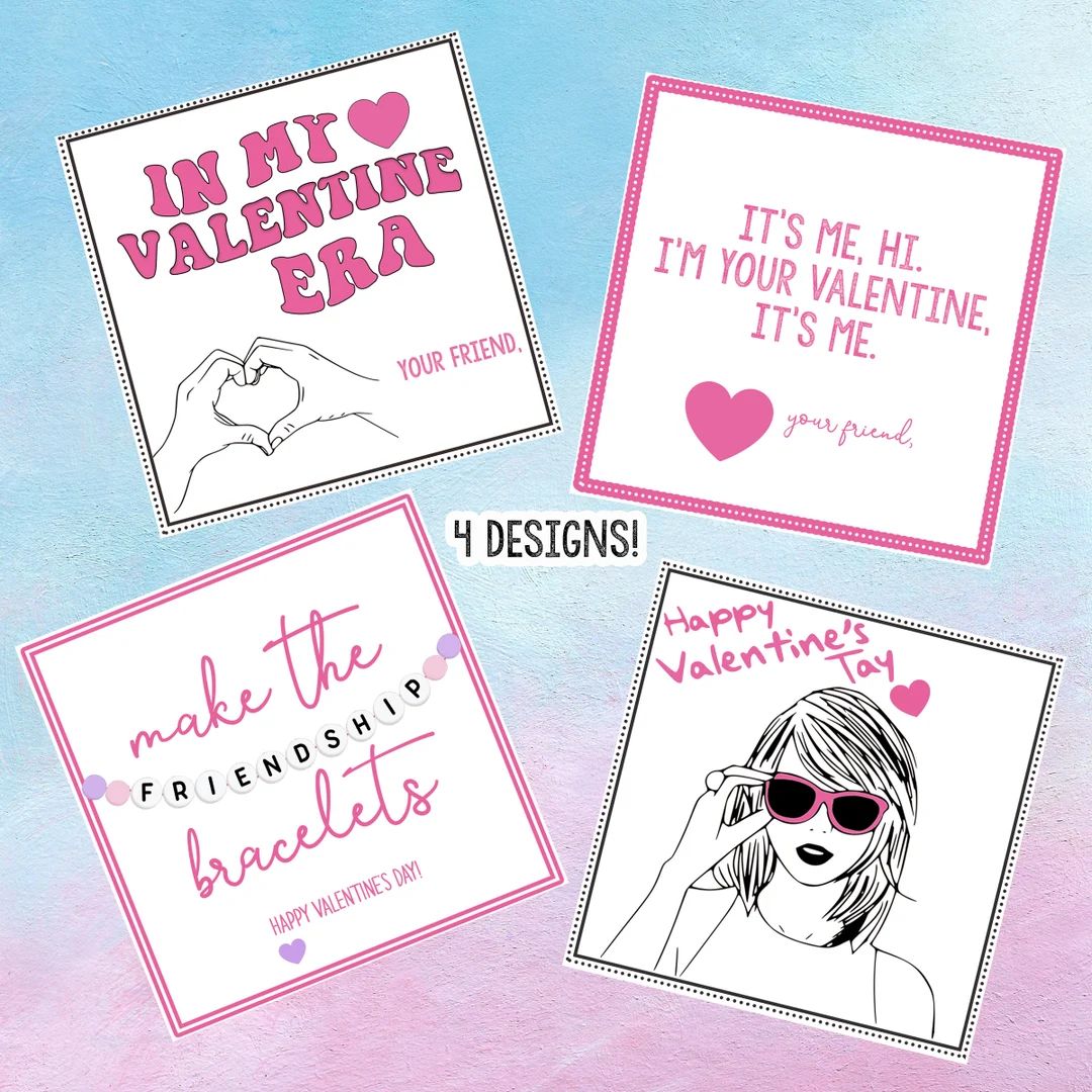 Taylor Swift Inspired Valentine's Day Printable Valentine Exchange Cards- Perfect for Swiftie Fri... | Etsy (US)