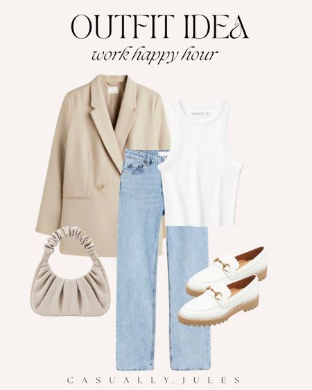 Outfit idea: work happy hour! Love the cut of this Abercrombie tank currently on sale for $20. Paired with light wash denim (agolde look alikes) and white loafers (target find!). 

#LTKunder50 #LTKsalealert #LTKshoecrush