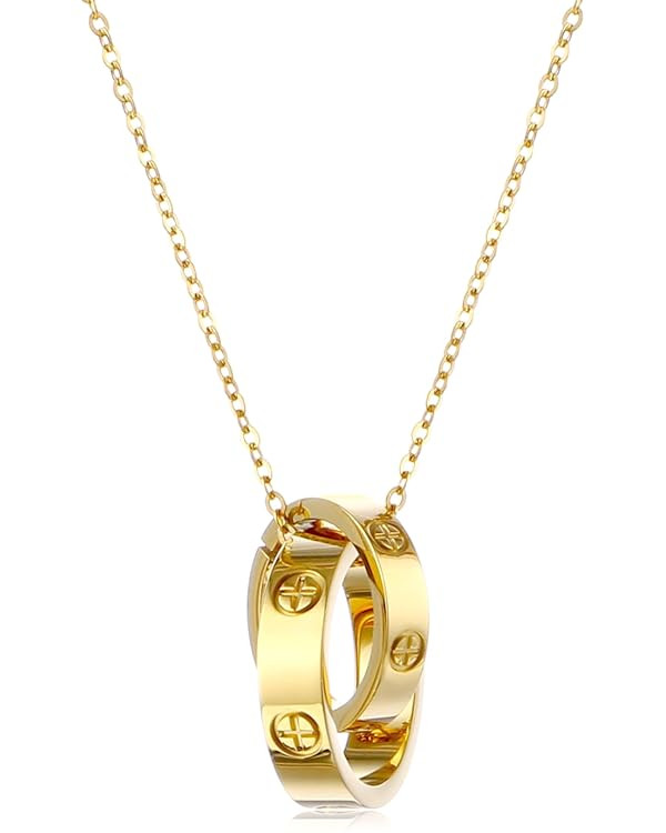 Women's Stainless Steel Necklace -18K Gold Women's Necklace, Silver Cute Small Waist Necklace Wom... | Amazon (US)