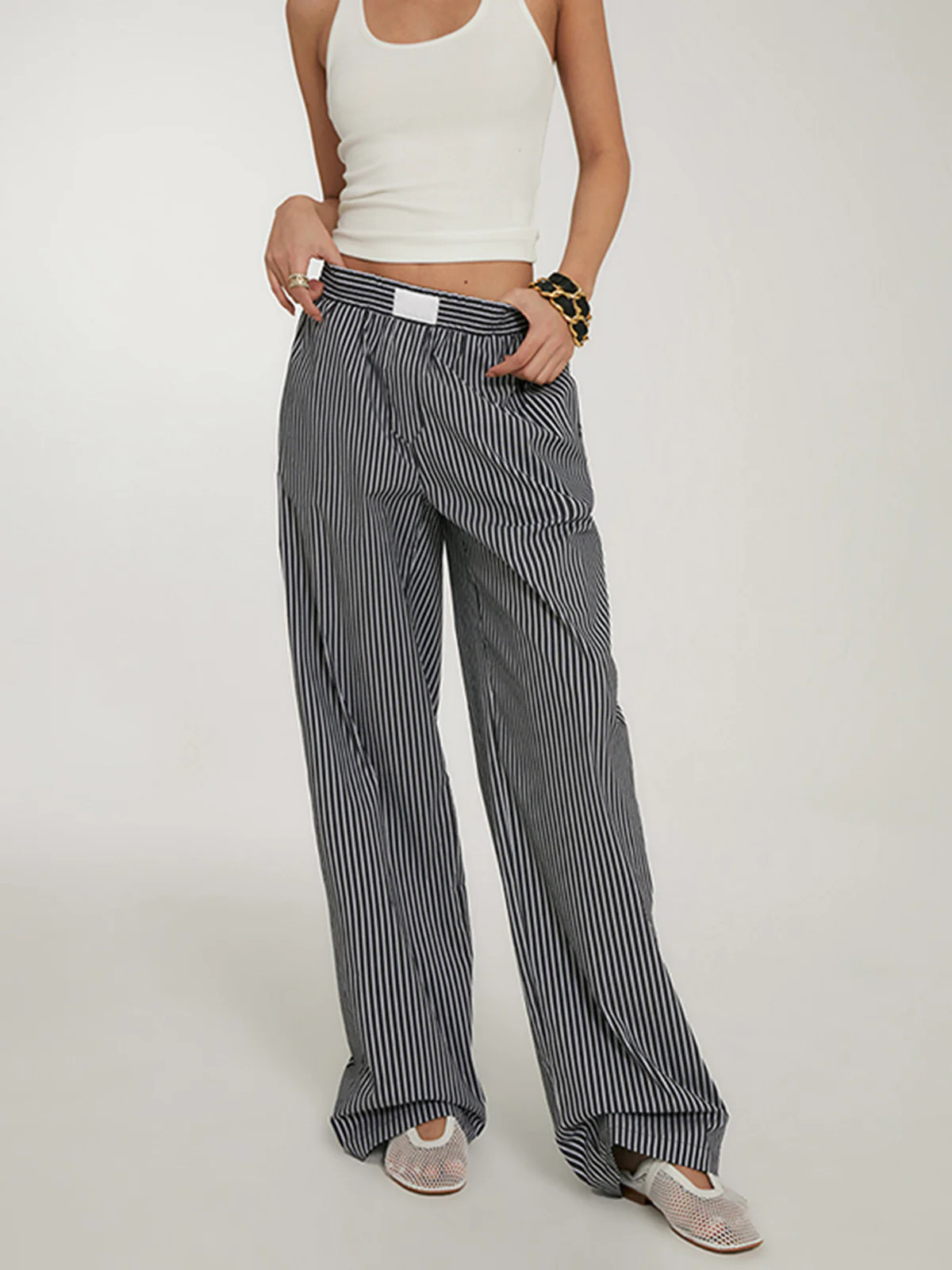 Casual Striped Wide Leg Pants | Commense