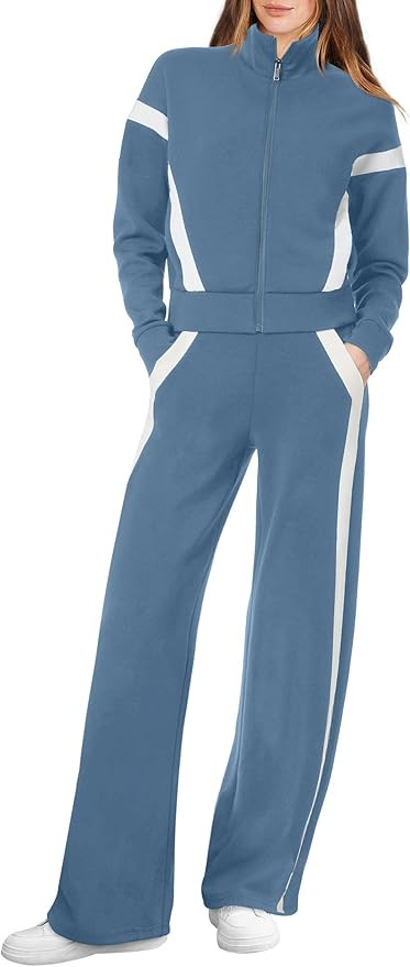 XIEERDUO Lounge Sets for Women 2025 Sweatsuit 2 Piece Outfits Sweatshirt Wide Leg Sweatpant Track... | Amazon (US)