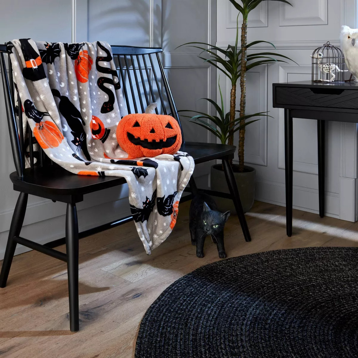 Faux Shearling Pumpkin Novelty Halloween Throw Pillow Orange - Hyde & EEK! Boutique™ | Target
