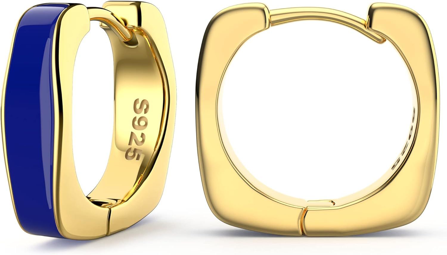 AMORAMOR & FOREVER 14K Gold Plated Enamel Huggie Hoop Earrings for Women - Matte And Glossy Chunk... | Amazon (US)