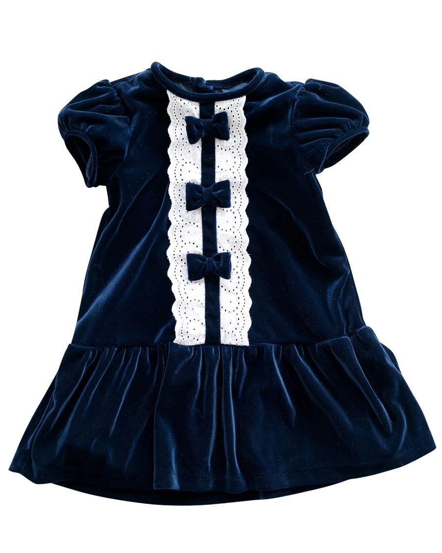 Navy Velvet Party Dress | Smockingbird Kids