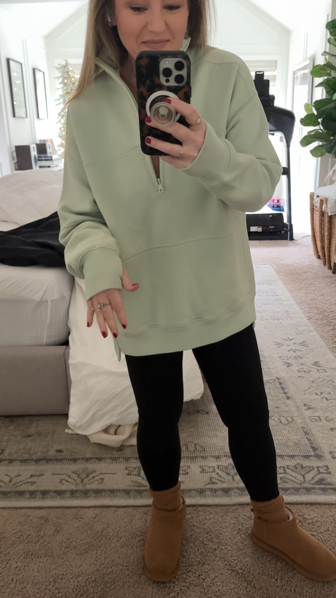 Grabbed my fave quarter zip pullover in this pistachio type green color on clearance this week! Still obsessed and this color is even better in person. The store only had an XS so I sized down and it’s still roomy 👌🏼 

#LTKActive #LTKootd #LTKTravel