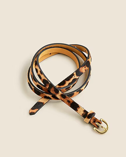 Skinny calf hair belt in leopard | J. Crew US