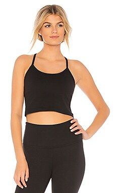 Beyond Yoga Slim Racerback Cropped Tank in Jet Black from Revolve.com | Revolve Clothing (Global)