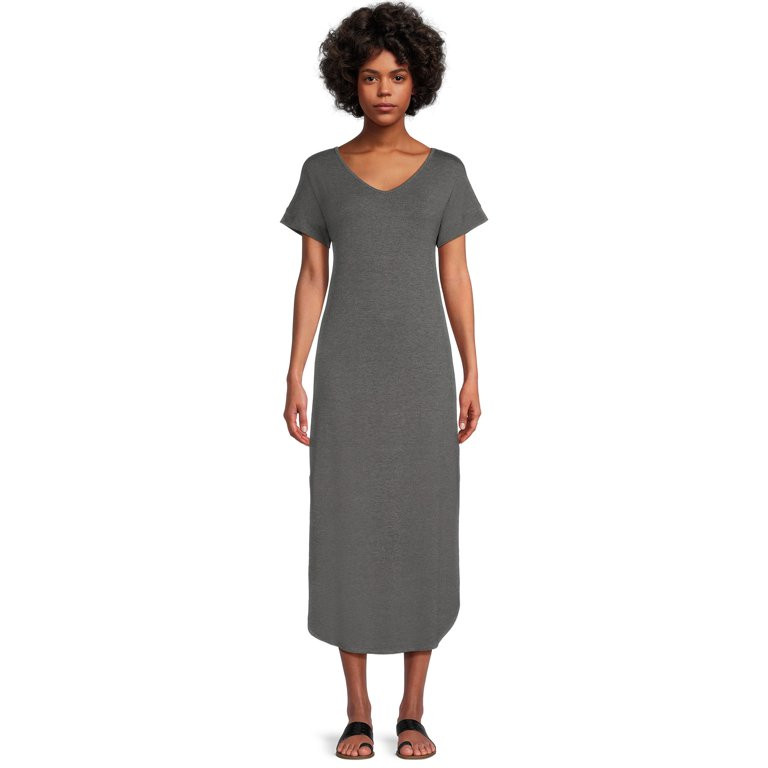 Time and Tru Women's Knit Maxi Dress with Short Sleeves, Sizes XS-XXXL | Walmart (US)