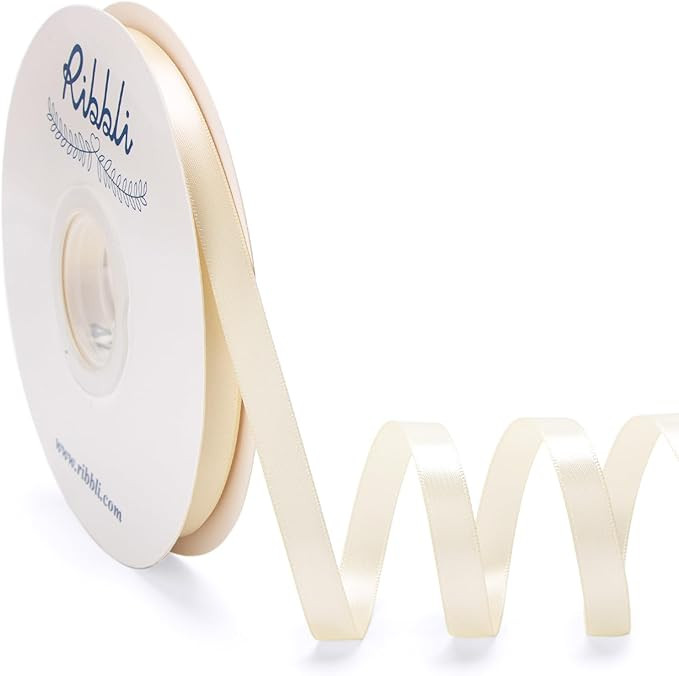 Ribbli Ivory Satin Ribbon Double Faced Satin 3/8 Inch x Continuous 50 Yards-Ivory Ribbon for Gift... | Amazon (US)