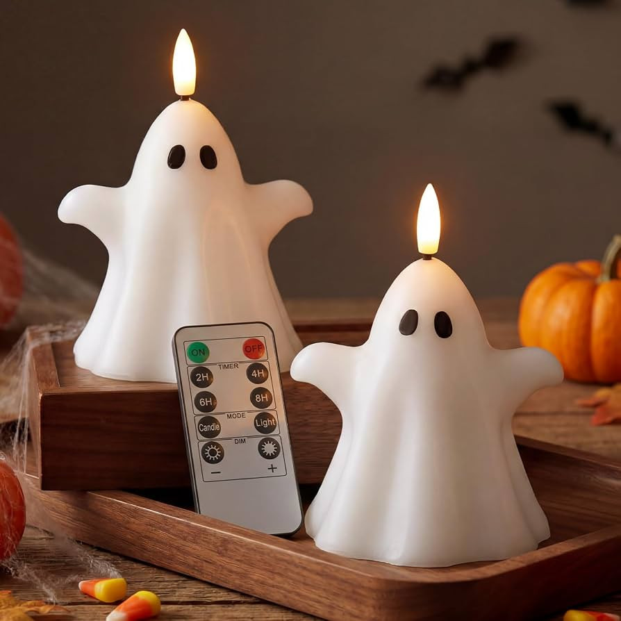 Battery Operated Unscented, Real Wax, with Remote, 3D Flickering Wick, LED Spooky Indoor Decor, f... | Amazon (US)