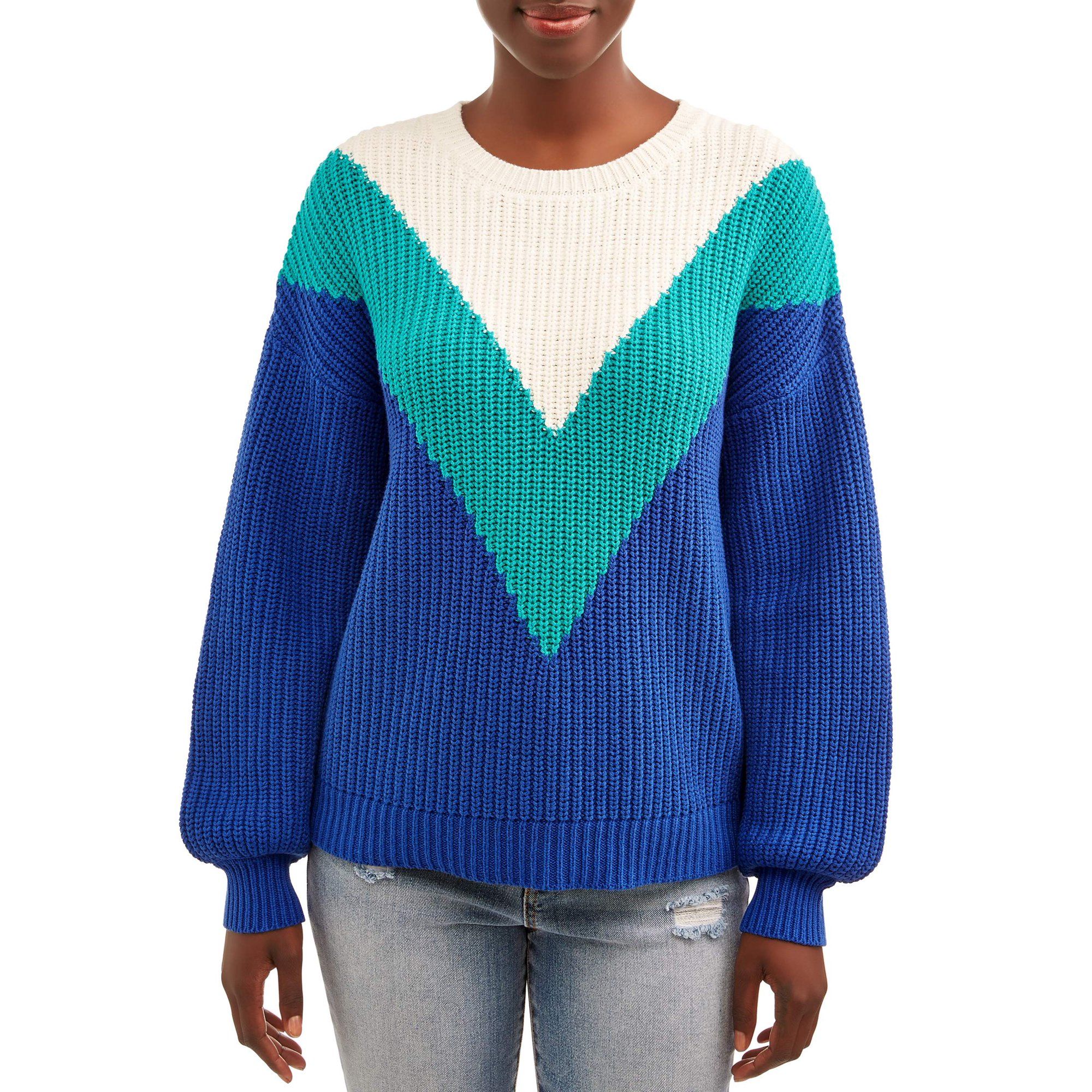 Time and Tru Women's Chevron Shaker Pullover | Walmart (US)