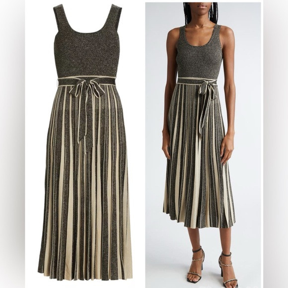 ZIMMERMANN Pleated Metallic Sweater Dress Midi | Poshmark