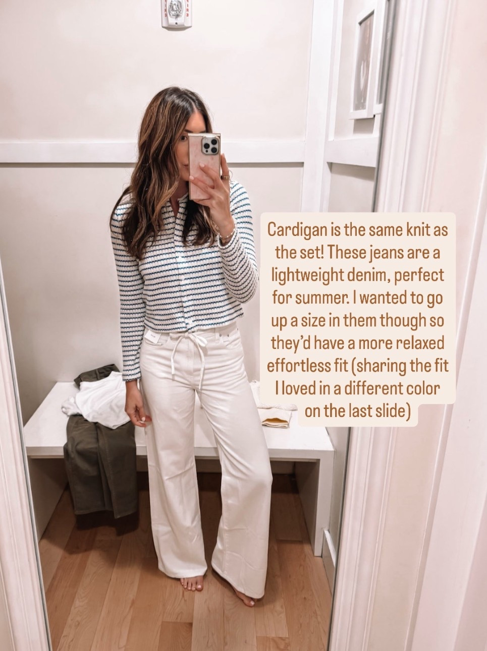 Medium in cardigan, 26 in jeans