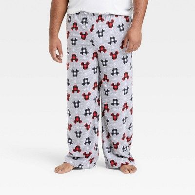 Men's Holiday Mickey Mouse Fleece Matching Family Pajama Pants - Gray | Target