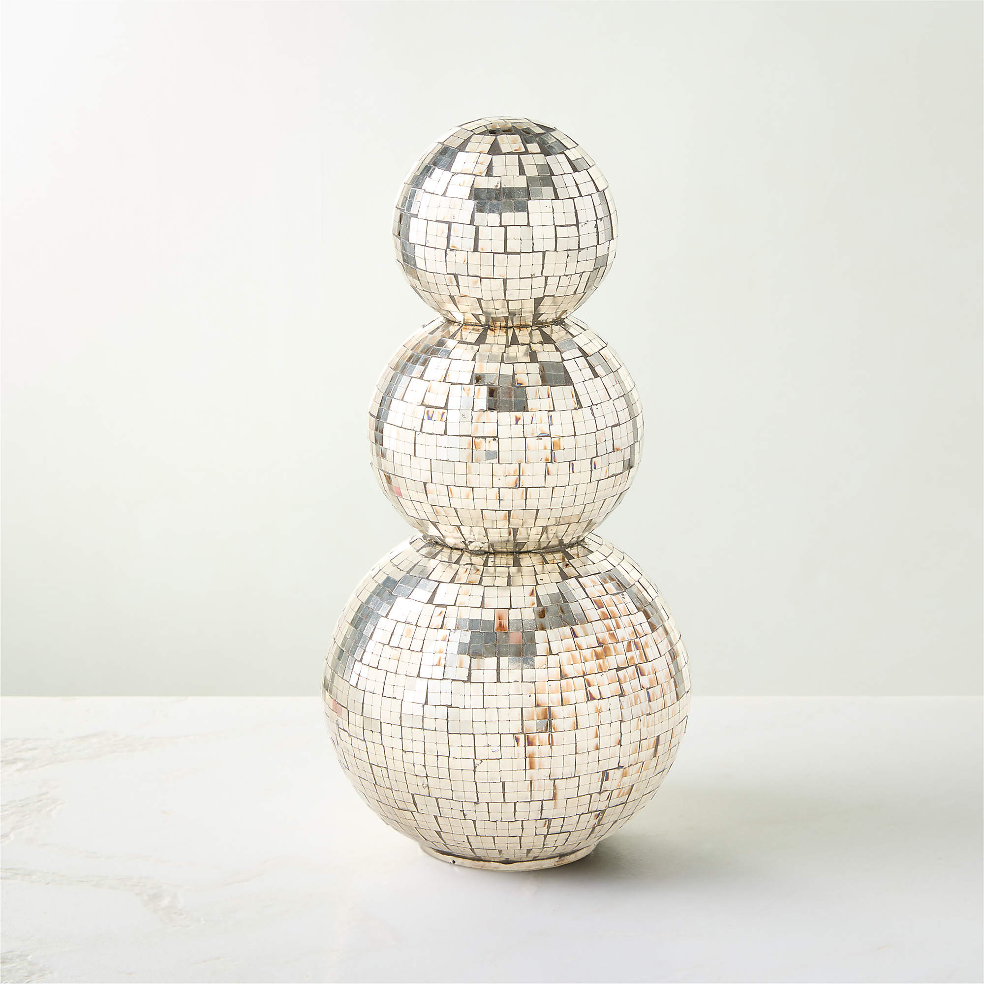 Selina Mirrored Holiday Snowman 12.25" | CB2 | CB2