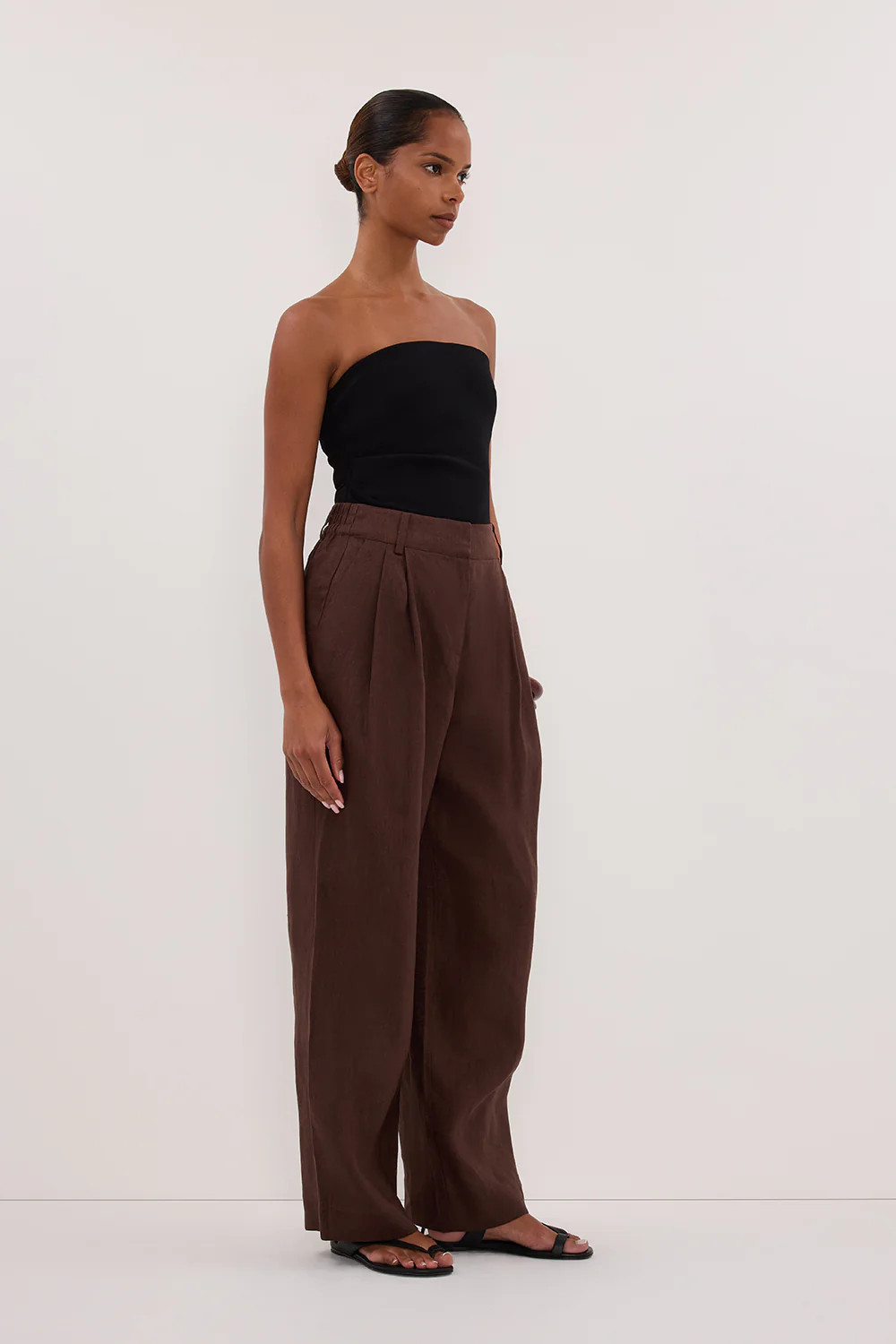 FRAN COCOA CHOC LINEN PANT | DISSH