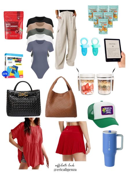 Amazon purchases from last month! 

Dried cherries // board game // woven tote bag // tunic t shirt // tennis skirt // designer look for less bag // bodysuits // trouser pants // smoothie bites // baby food // kindle e reader // overnight oats containers // trucker hat // travel mug 

#LTKbaby #LTKhome #LTKstyletip
