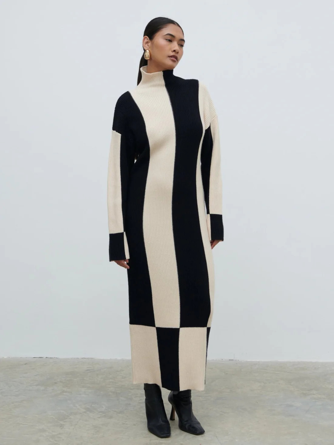 Nayah High Funnel Neck Knit Dress | Pretty Lavish (UK)