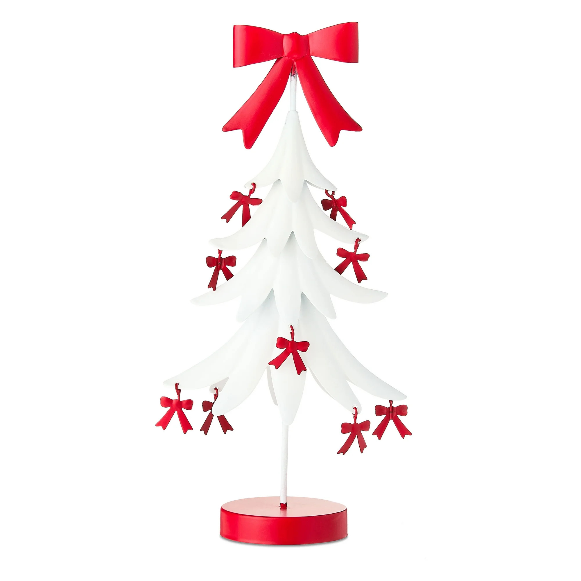Medium Metal Bow Christmas Tree Tabletop Decoration, Red and White, 11", by Holiday Time | Walmart (US)