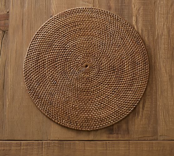 Tava Rattan Flat Round Charger | Pottery Barn (US)