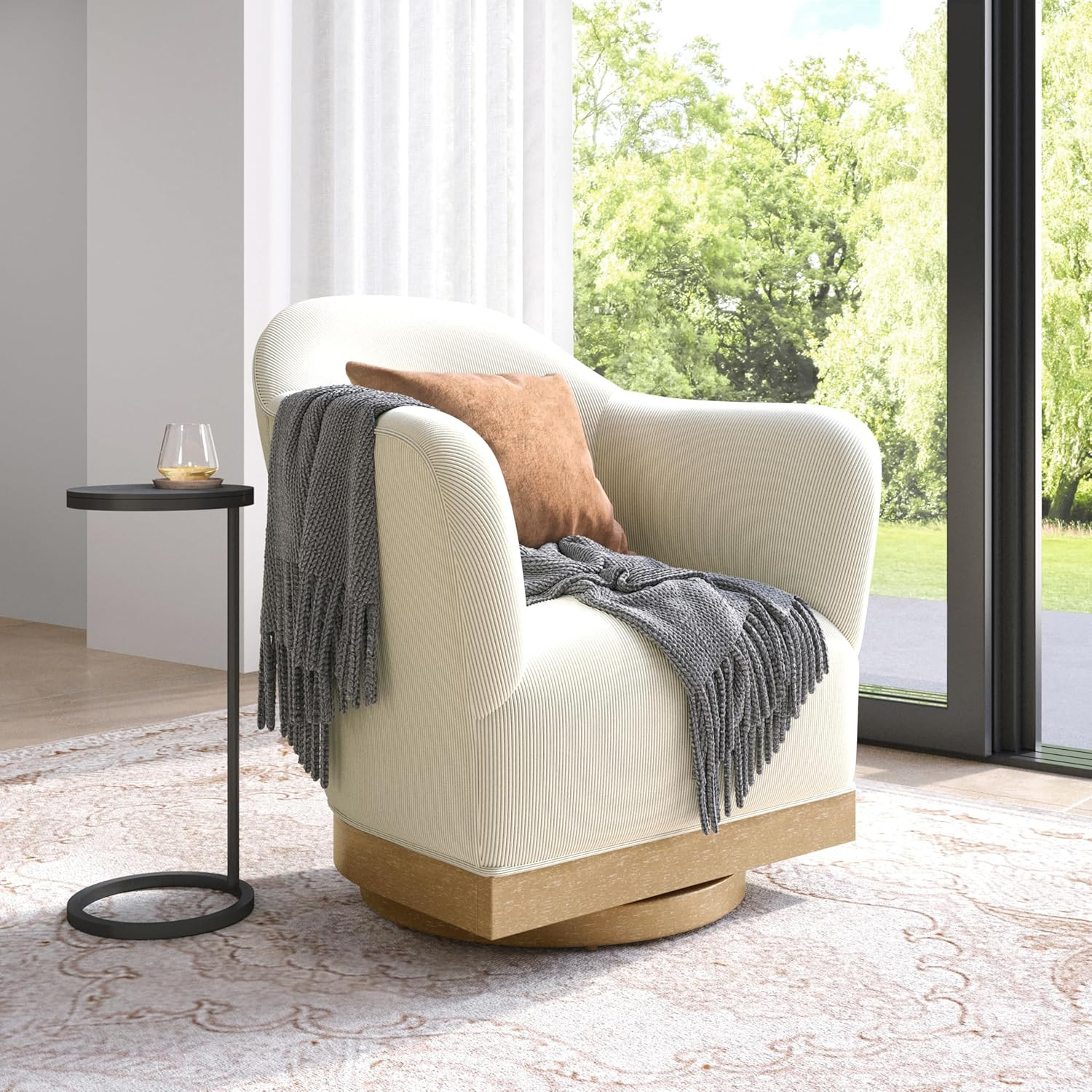 SUNSHINE VALLEY Swivel Accent Chair, High-Back Barrel Chair with Reinforced Hardwood Frame, 360°... | Amazon (US)