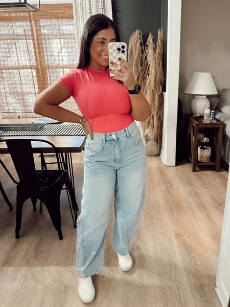 A cute spring jeans look for you! The top I'm wearing is big bust friendly, I'm wearing a small. The barrel jeans are in a size medium and are petite friendly! petite friendly jeans, Amazon jeans, spring look, must-have denim, casual outfit

#LTKparties #LTKSeasonal #LTKstyletip