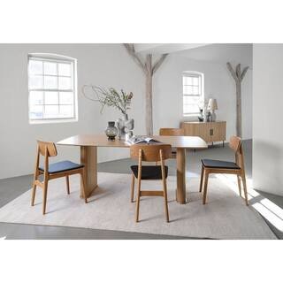 Nebula Modern Natural Wood 75 in. Double Pedestal Dining Table Seats 8 | The Home Depot