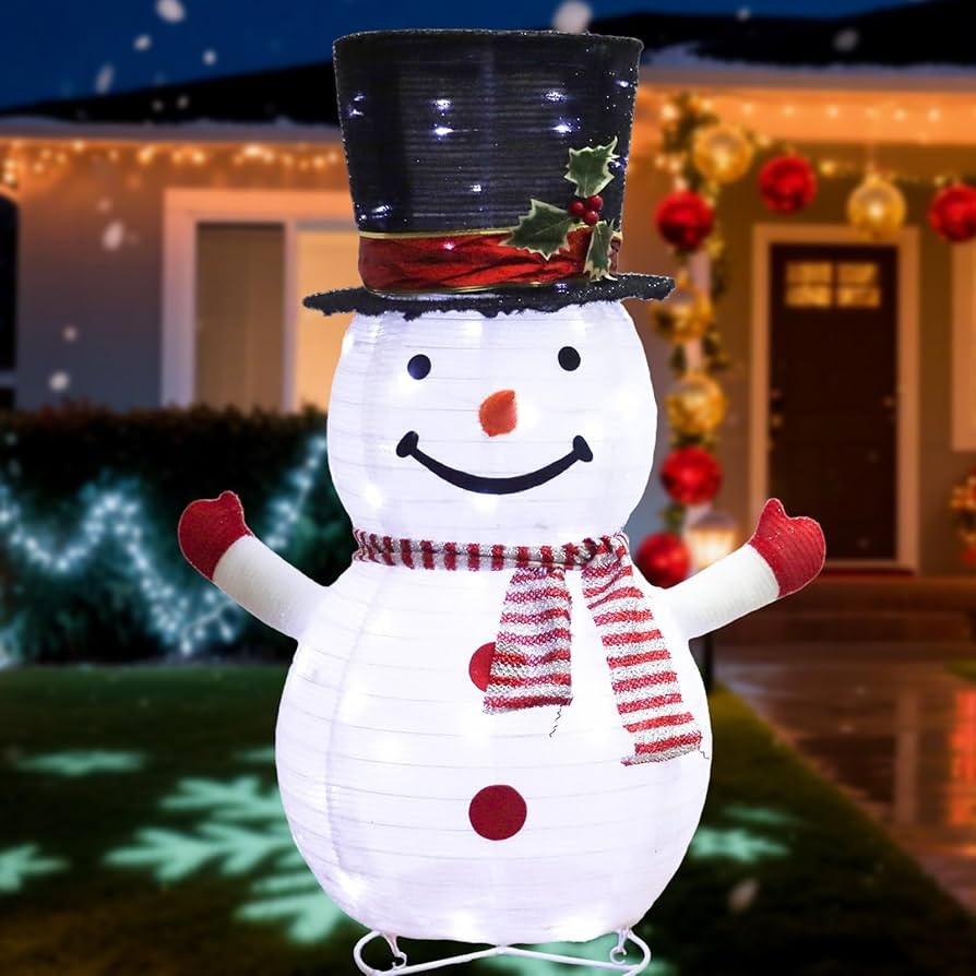 Snowman Christmas Decorations Outdoor Indoor, 50 LED 2.5Ft Lighted Collapsible Snowman Decoration... | Amazon (US)