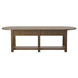 Elise Spiced Oak Oval Kitchen Island - 120"W | Kathy Kuo Home