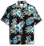28 Palms Men's Relaxed-Fit 100% Silk Tropical Hawaiian Shirt, Black/Blue Hibiscus Floral, X-Large | Amazon (US)