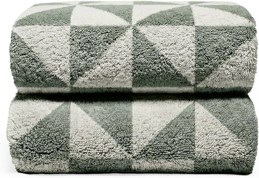 Italic Umbra Luxury 600 GSM Bath Sheet Set of 2 – Large 35x60 – Sage & Ecru Ribbed Weave, Hig... | Amazon (US)