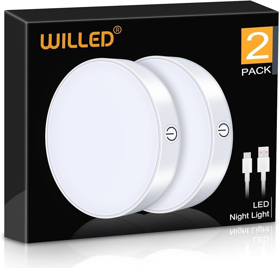 WILLED Dimmable Touch Light Buit-in 1000mAh Large Battery Rechargeable LED Tap Lights | Magnet St... | Amazon (US)