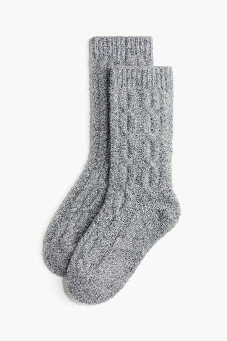 H & M - Cable-knit socks - Grey | H&M (UK, MY, IN, SG, PH, TW, HK)