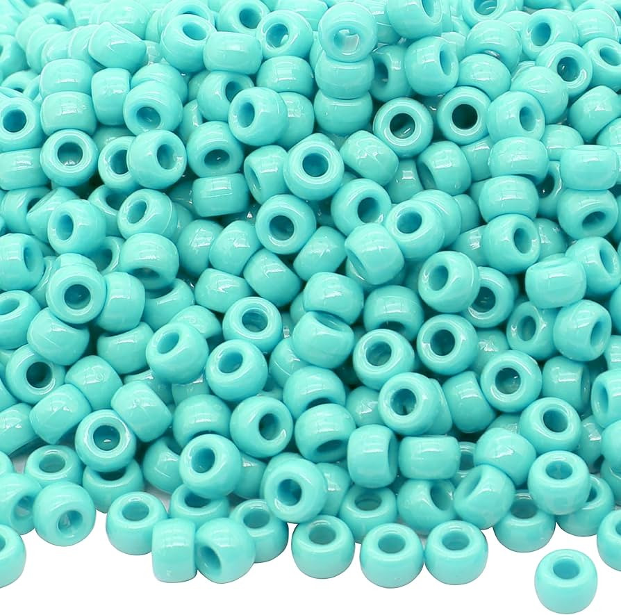 1000Pcs Pony Beads Bracelet 9mm Turquoise Plastic Barrel Pony Beads for Necklace,Hair Beads for B... | Amazon (US)