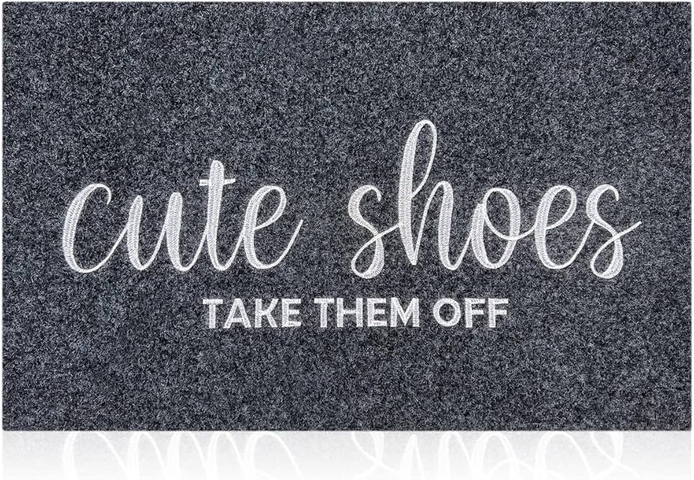 Welcome Mat Entryway Cute Shoes Take Them Off Front Door Mat 24"x 36" Mats with Rubber Backing Ma... | Amazon (US)