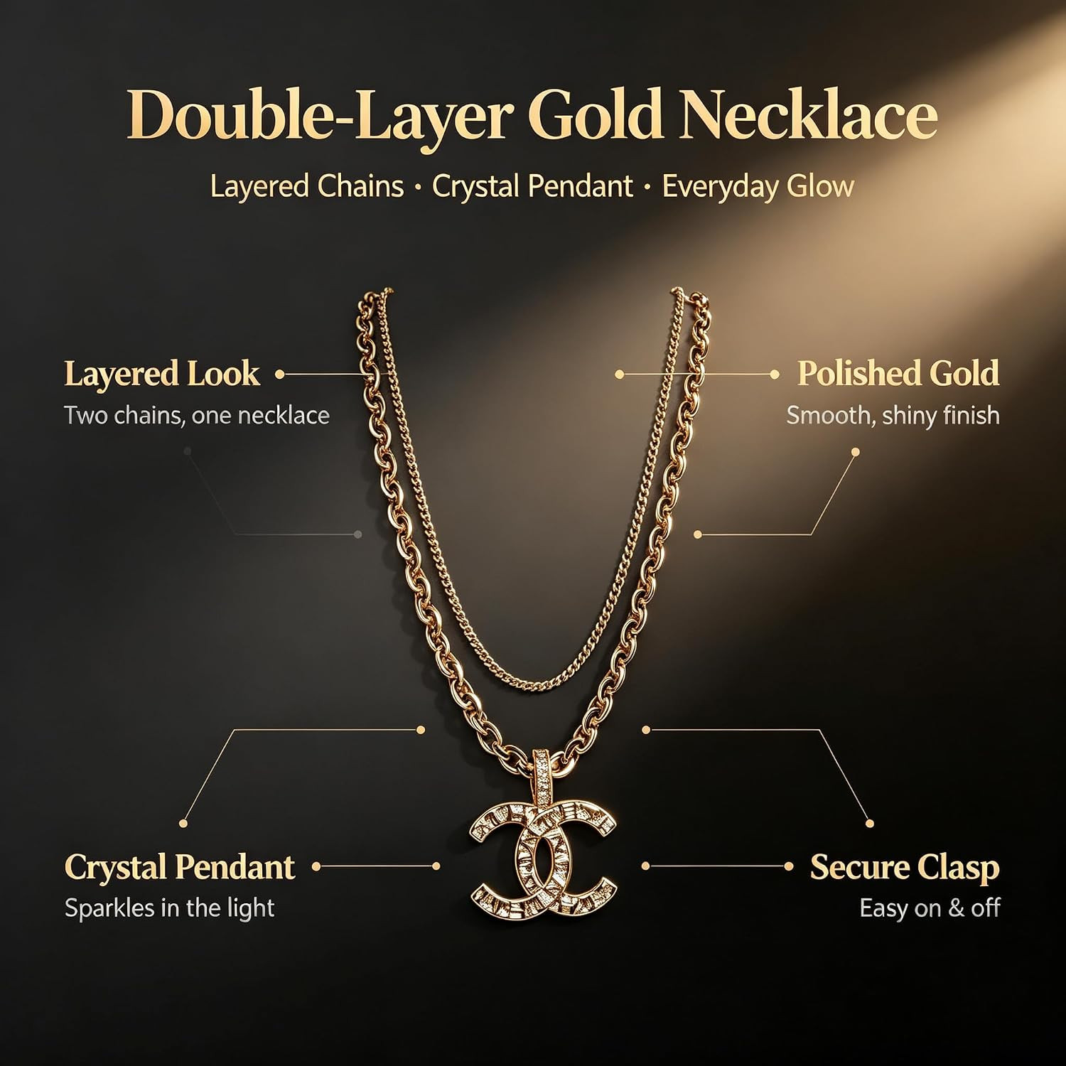 GREENLINE Double Layer Gold-Tone Chain Necklace | Amazon (US)