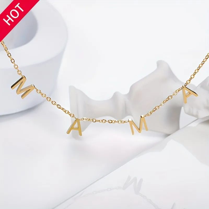 MAMA Letter Chain Necklace Simple 18K Gold Plated Neck Jewelry Decor Adjustable Mother's Day Gift | Temu Affiliate Program