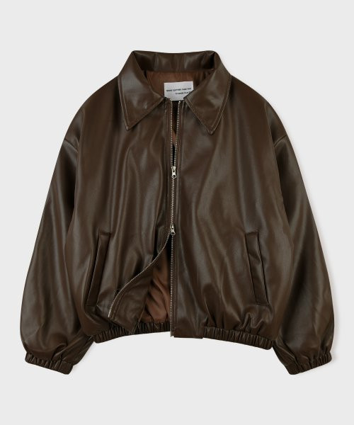 Vegan Leather Overfit Blouson [Brown] | Musinsa Global