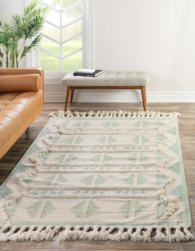 Unique Loom Mesa Collection Area Rug - Maricopa (8' x 10' Rectangle, Aquamarine and White) | Amazon (US)